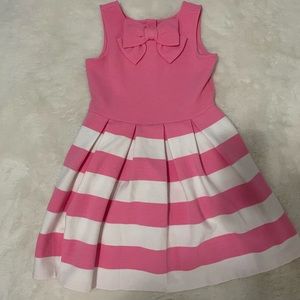 Janie and jack PINK STRIPED BOW DRESS